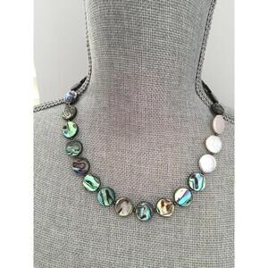 Aurelia Necklace - Abalone & Freshwater Pearl Statement Necklace
